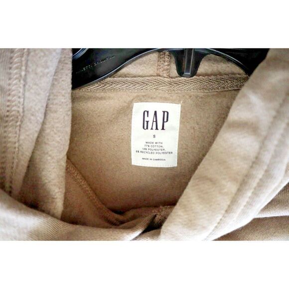 GAP 646844-47 Men's Sz Small Cool Brown/Beige Logo Pullover Hoodie - Picture 3 of 6